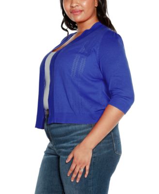 Plus Size 3/4 Sleeve Open Cardigan Sweater