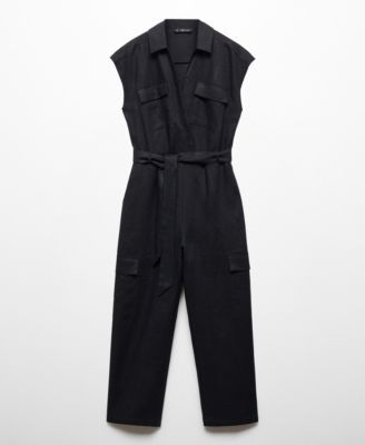 Women's Cargo-Style Linen Jumpsuit
