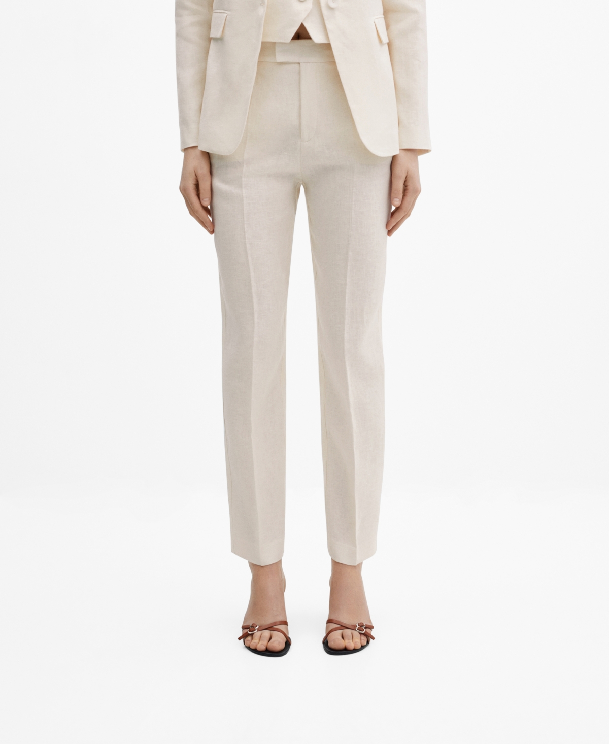 Mango Women's 100% Linen Suit Trousers In Light Beig