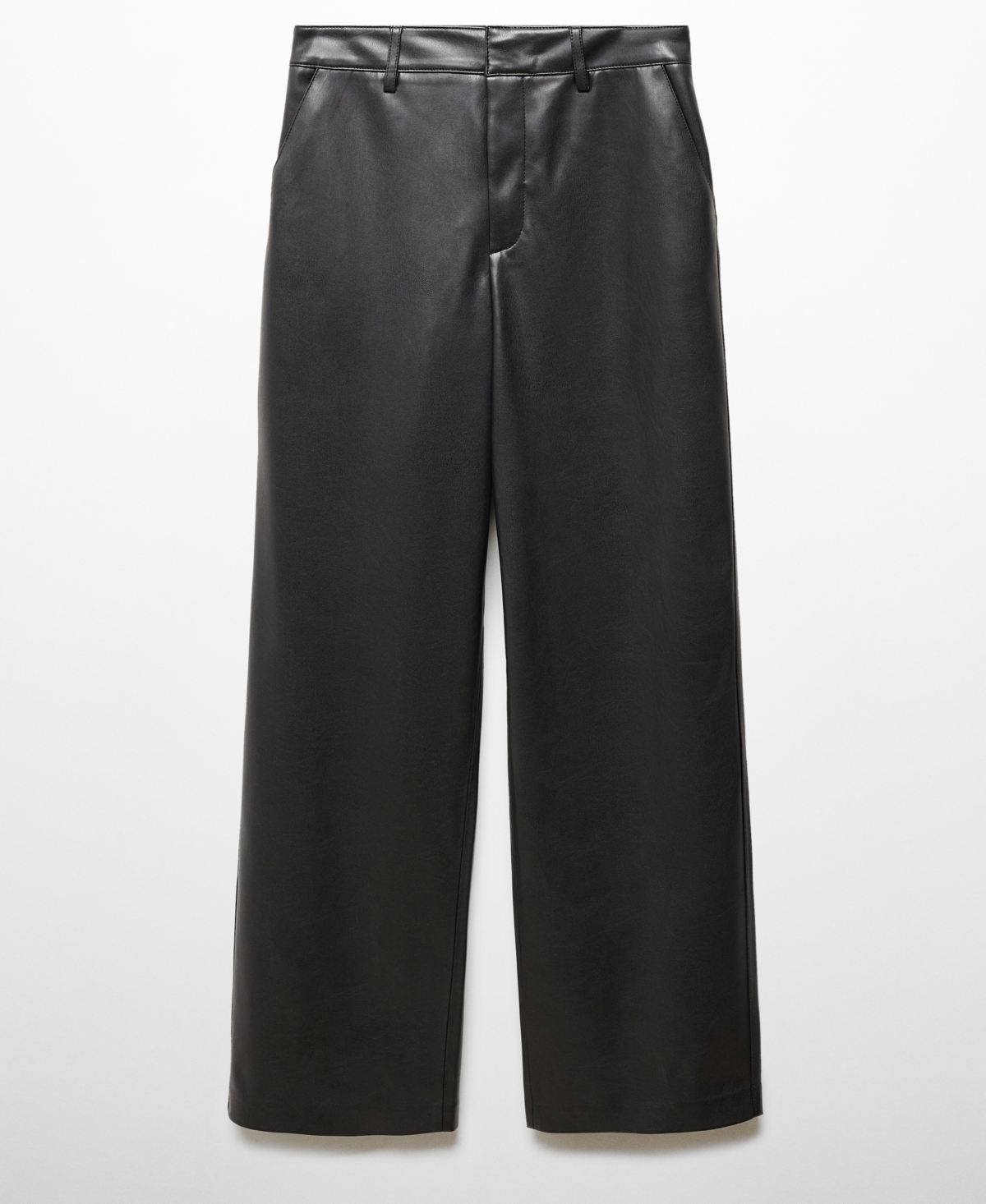 Shop Mango Women's Leather Effect High Waist Pants In Black
