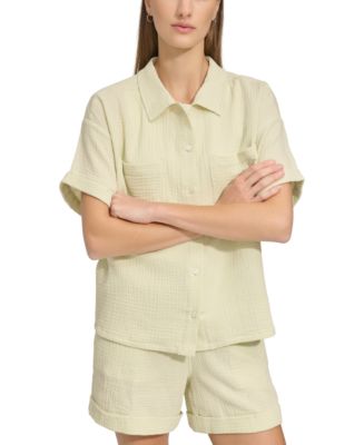 売れ筋商品|||スタイルアンドコー カットソー トップス レディース Petite Cotton Gauze Camp Shirt, Created for Macy's Red Granite Style & Co Petite Cotton Gauze Camp Shirt, Created For