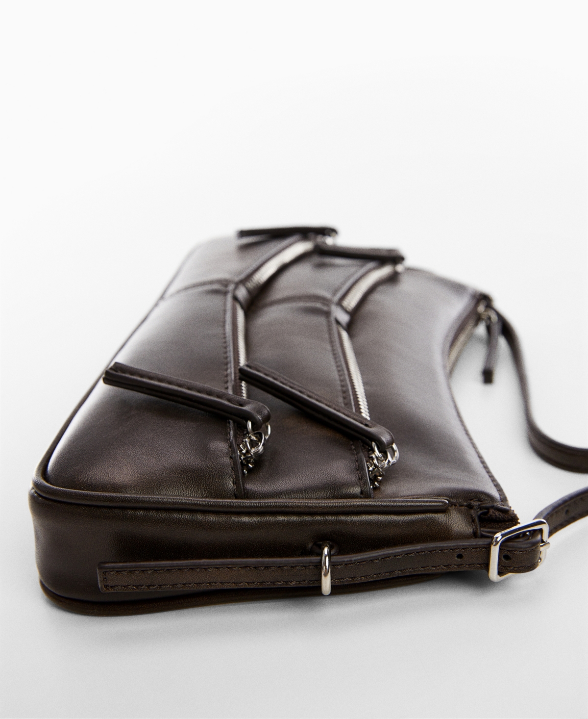 Shop Mango Women's Zip-detail Shoulder Bag In Charcoal