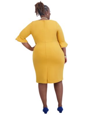 Kat Elbow-Sleeve Ruffled-Cuff Dress