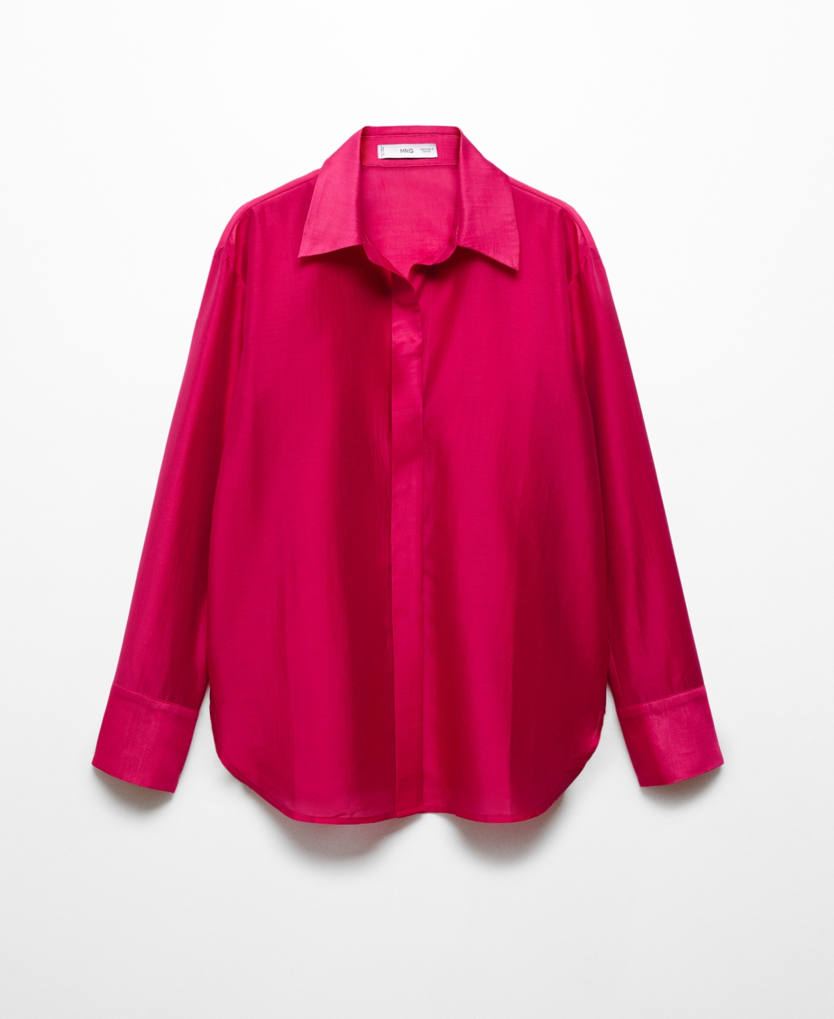 Shop Mango Women's Concealed Button Shirt In Medium Red