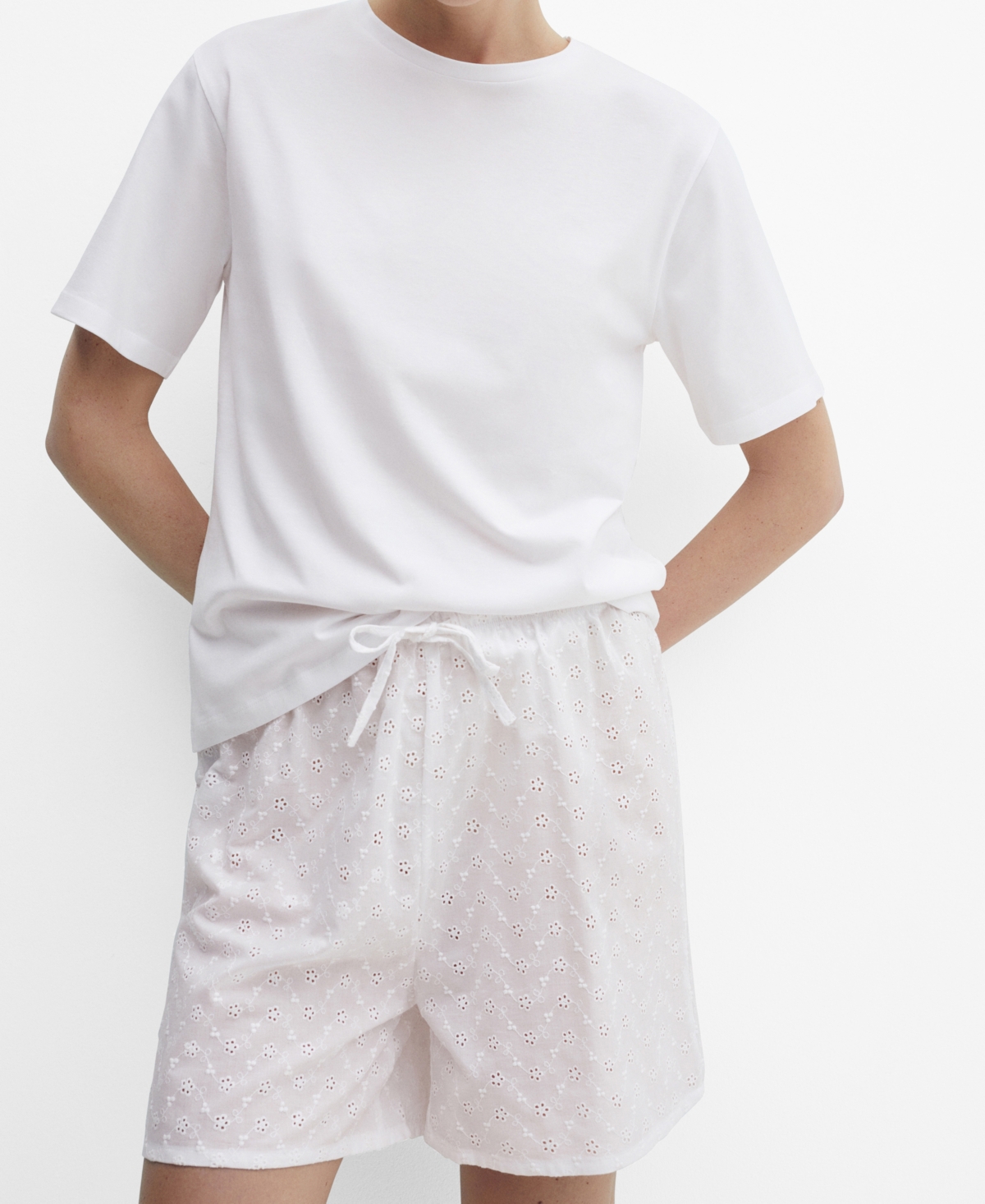 Mango Women's Two-piece Cotton Pajamas In White