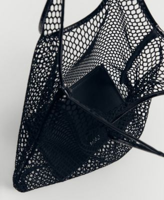 MANGO Women's Mesh Pattern Shopper Bag