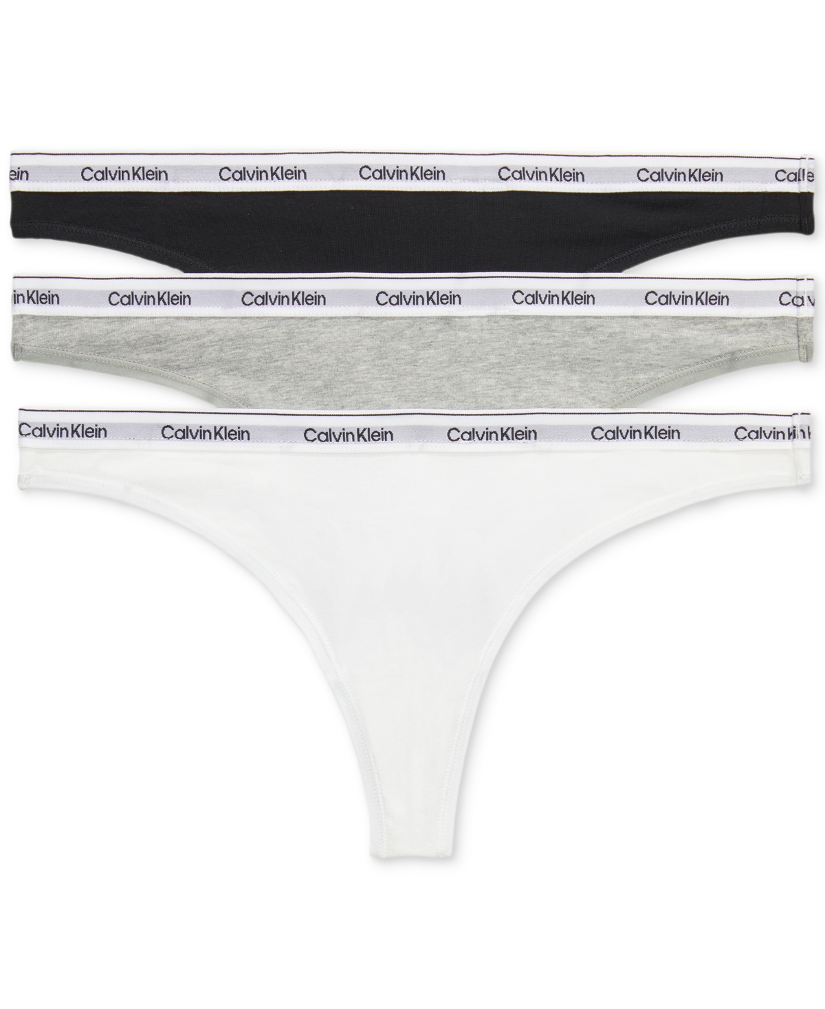 Calvin Klein Women's Modern Logo 3-Pack Thong Underwear QD5209 - Black/white/grey Heather