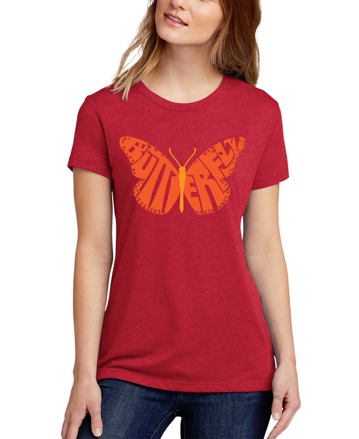 Shop La Pop Art Women's Premium Blend Word Art Butterfly T-shirt In Black