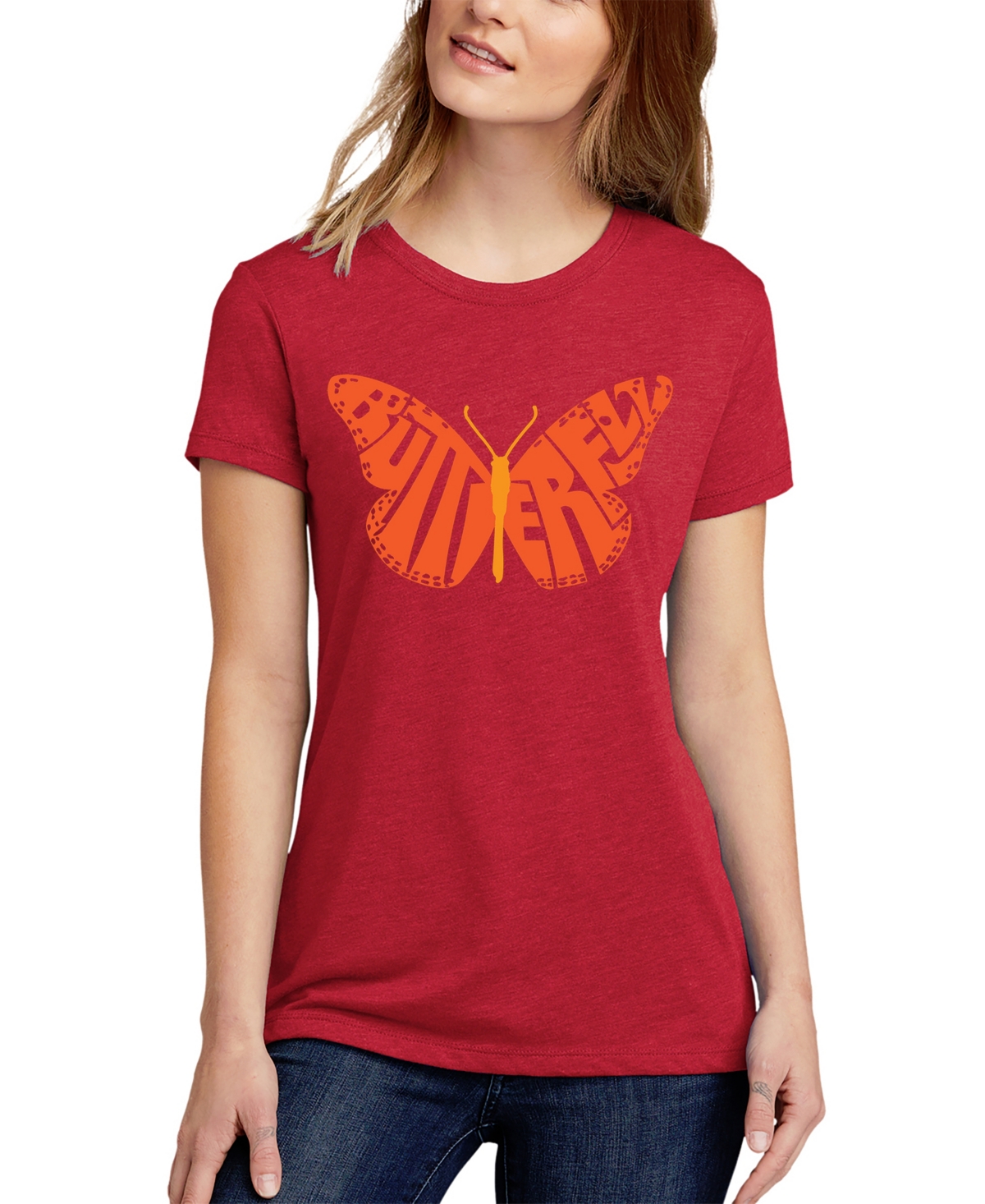 LA POP ART WOMEN'S PREMIUM BLEND WORD ART BUTTERFLY T-SHIRT 