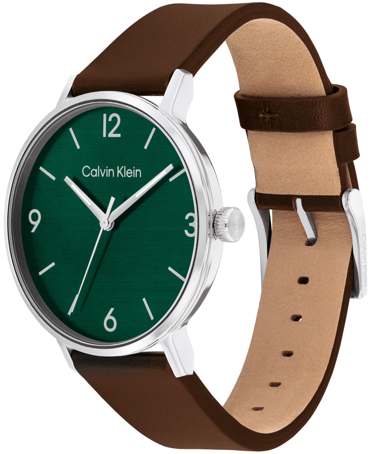 Shop Calvin Klein Men's Modern Brown Leather Watch 42mm In Green