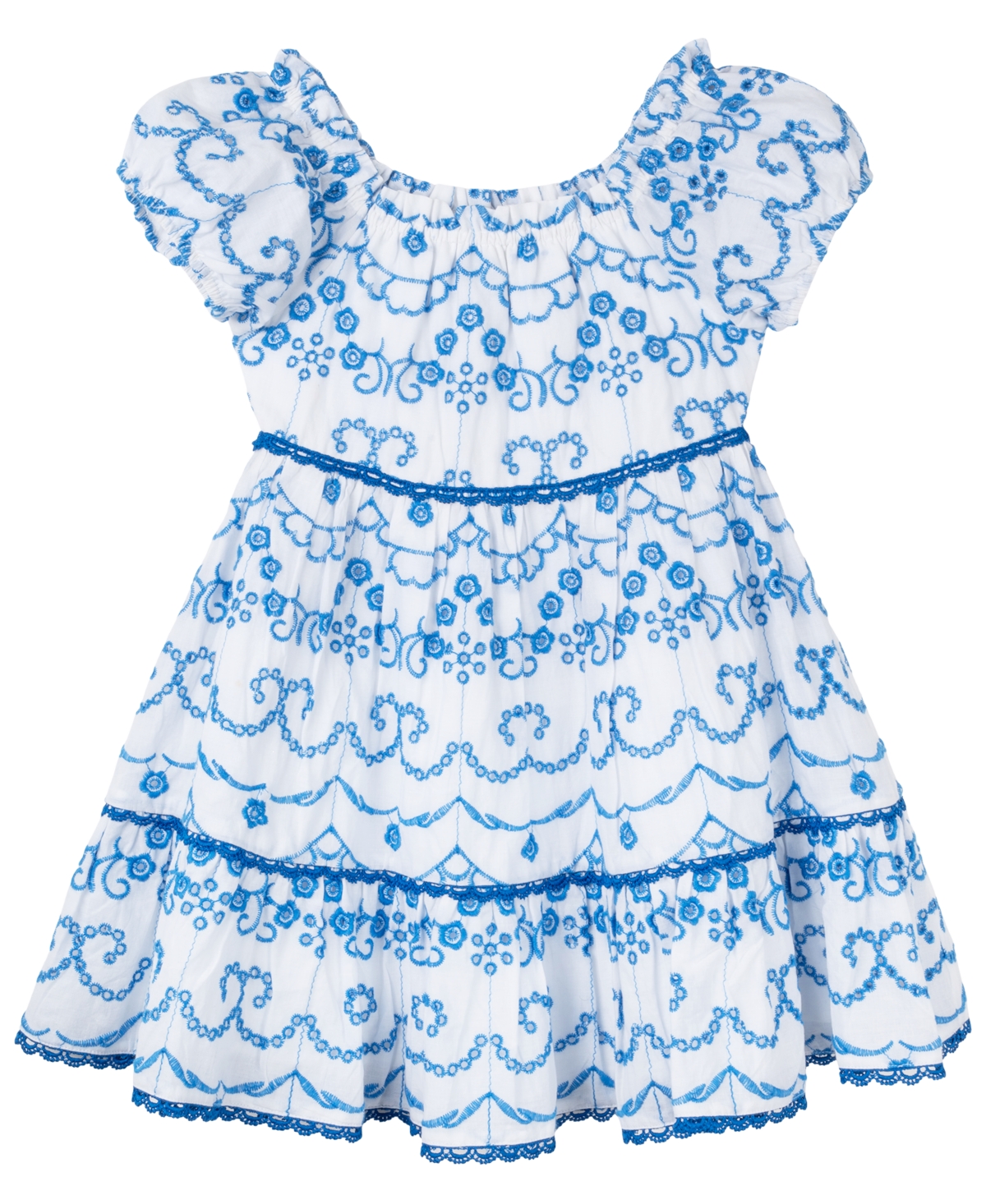 Shop Rare Editions Toddler & Little Girls Embroidered Eyelet Dress In Blue