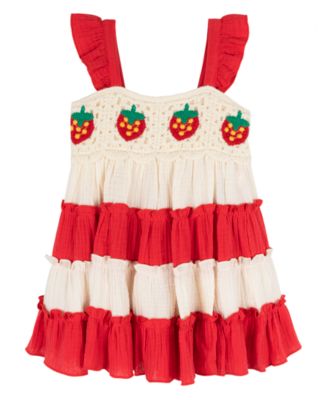 Rare Editions Baby Girl Strawberry Crochet Dress - Macy's