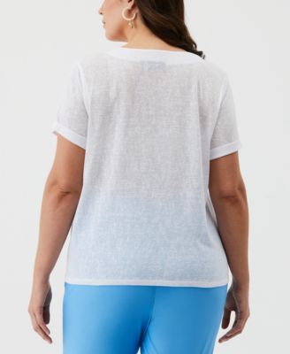 Plus Size Plus Size Eco Solid Lace-Up Short Sleeve T-Shirt 