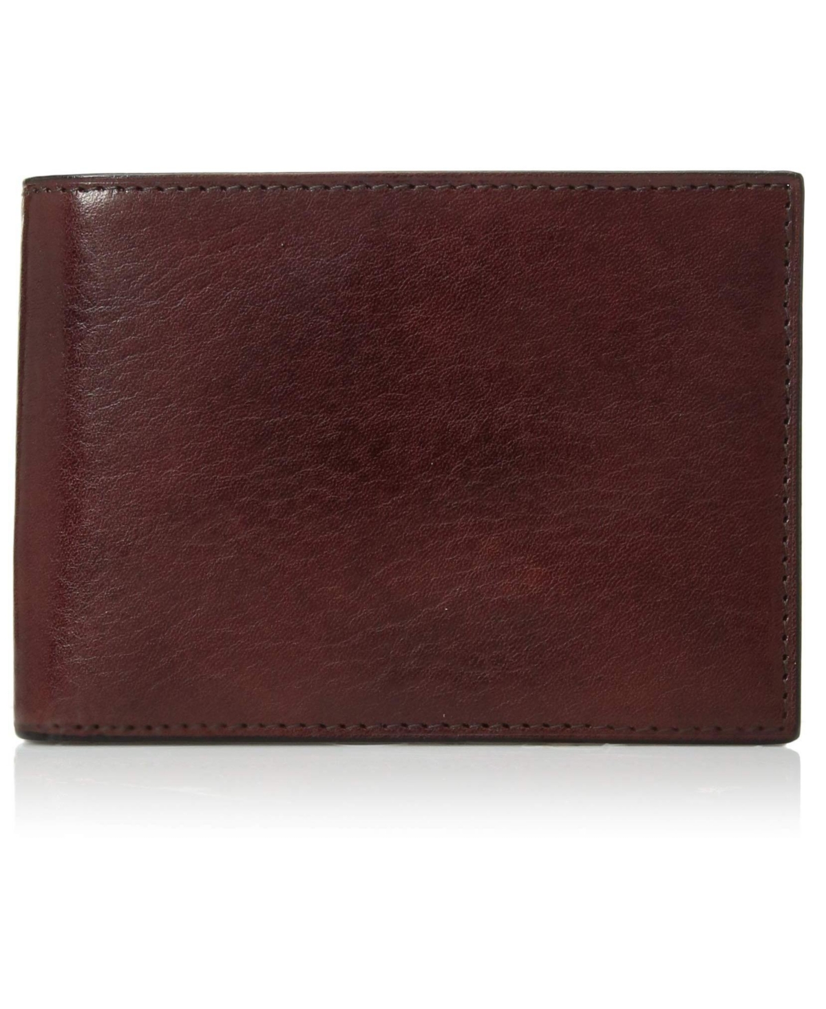 Mens Old Leather Credit Wallet w/Id Passcase - Dark brown
