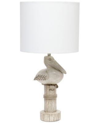 Shoreside 17.25" Tall Coastal Sitting Pelican Beige Wash Polyresin Bedside Table Desk Lamp 