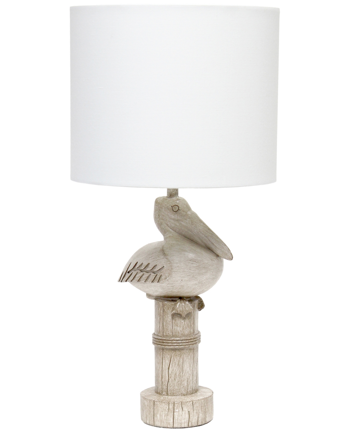 Simple Designs Shoreside 17.25" Tall Coastal Sitting Pelican Beige Wash Polyresin Bedside Table Desk Lamp In Beige Wash