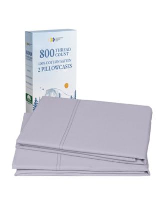 Luxury 800 Thread Count 2 King Pillowcases, 100% Cotton Sateen, Soft, Smooth & Thick, Fits King Size Pillows