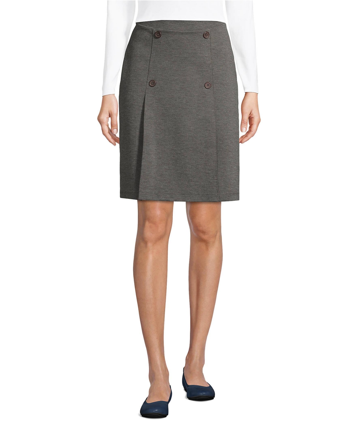 Women's Ponte Button Front Skort Above the Knee - Charcoal heather