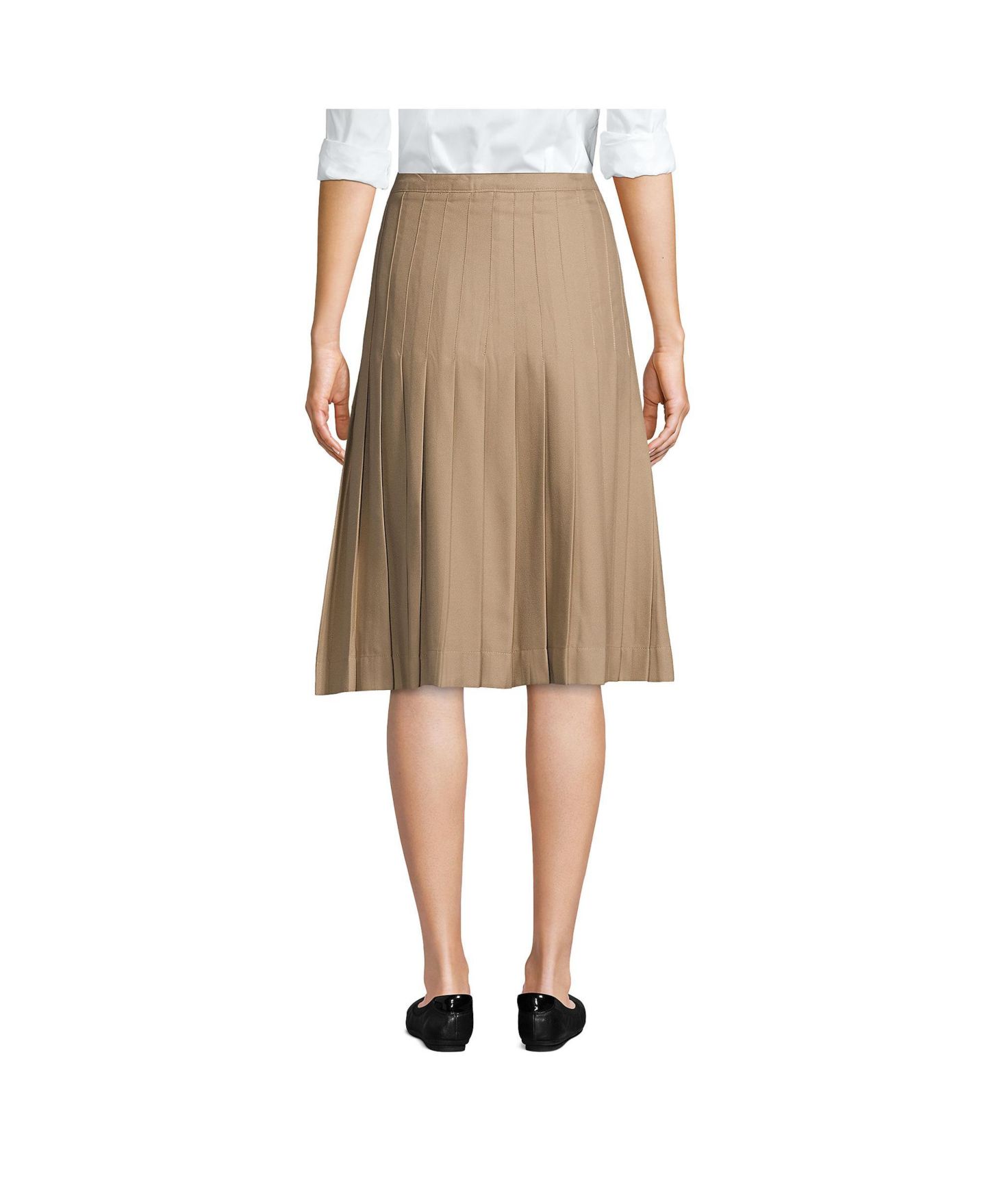 Женская юбка Lands' End Pleated Skirt Below the Knee, цвет: Хаки — фото 2