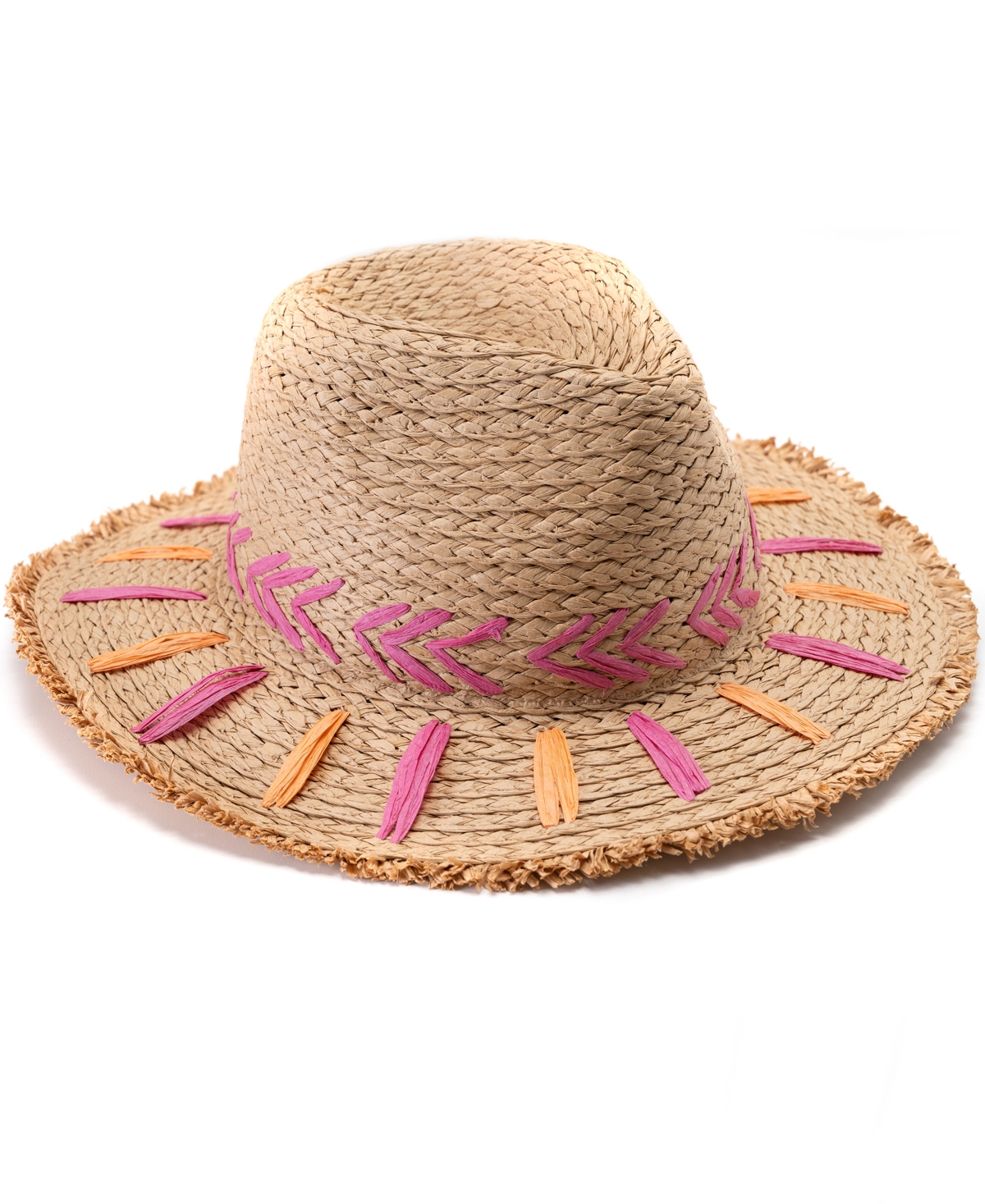 Shop Vince Camuto Embroidered Straw Panama Hat In Tan
