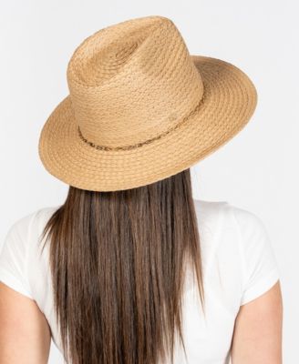 Chain Trim Oversized Straw Panama Hat