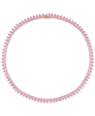 Lab-Grown Pink Sapphire 18" Tennis Necklace (35 ct. t.w.) in Rose-Plated Sterling Silver