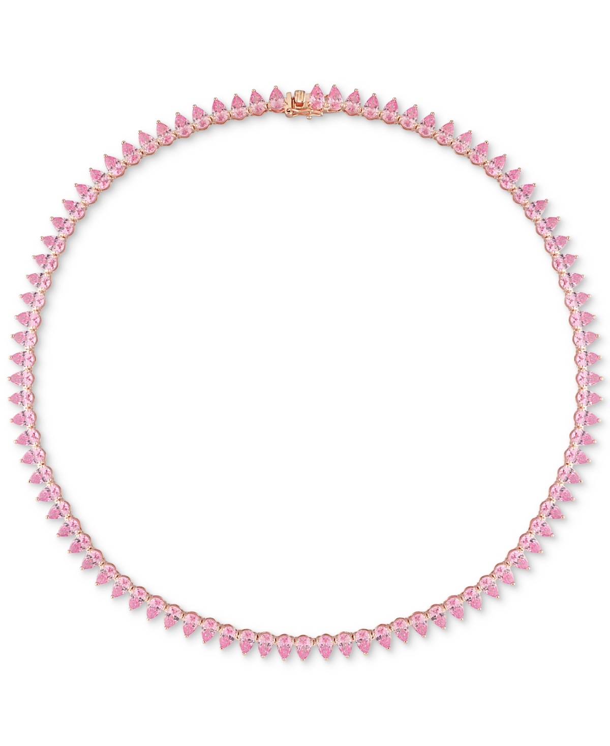 MACY'S LAB-GROWN PINK SAPPHIRE 18" TENNIS NECKLACE (35 CT. T.W.) IN ROSE-PLATED STERLING SILVER 
