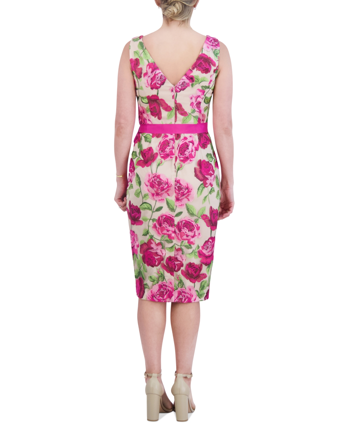 Shop Eliza J Women's Floral-embroidered Sheath Dress In Pink Multi