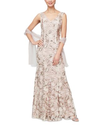 Alex Evenings Sequined Lace Gown & Shawl store