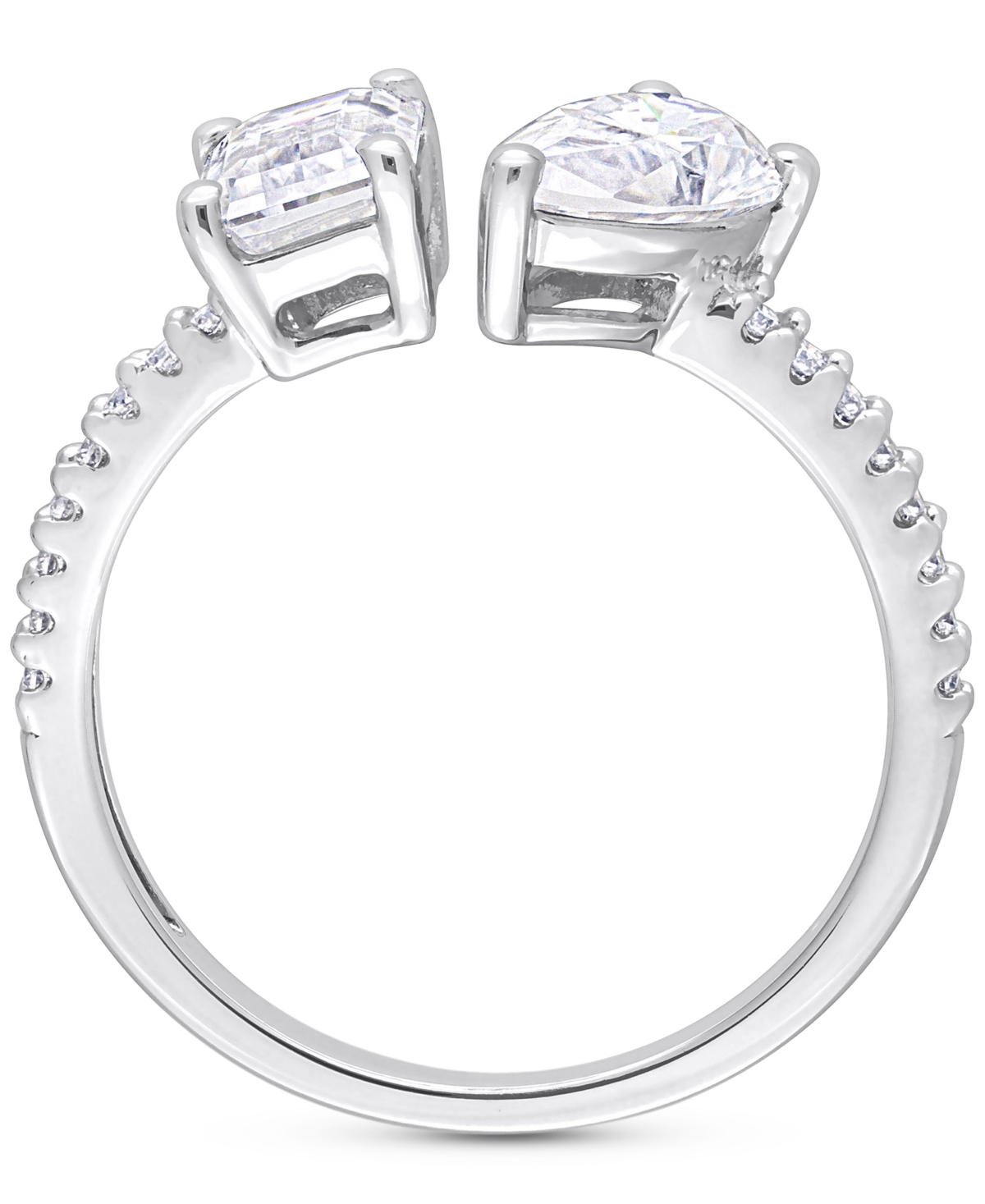 MACY'S MOISSANITE PEAR- & EMERALD-CUT CUFF RING (2-1/8 CT. T.W.) IN STERLING SILVER 
