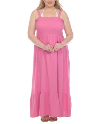 Raviya - Plus Size Smocked Cotton Sleeveless Cover Up Maxi Dress