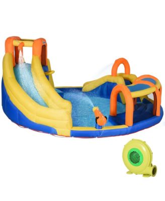 Inflatable Water Slide with Pool Gun Basket Climbing Wall with 750W Inflator
