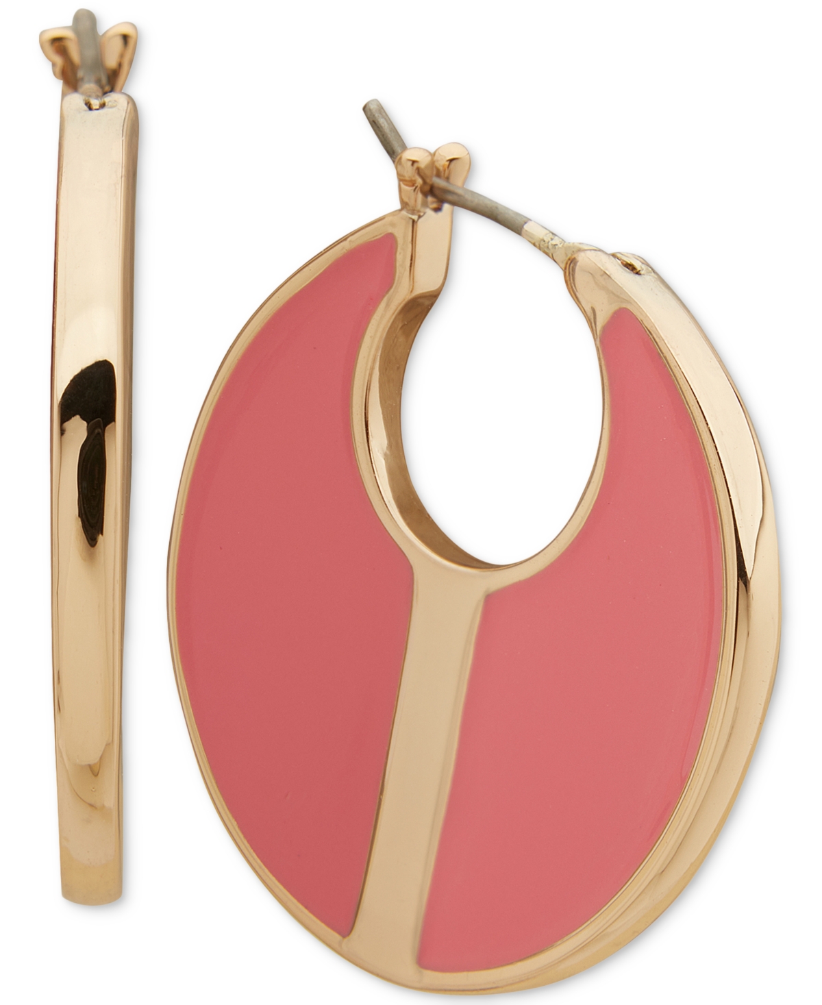 Shop Dkny Gold-tone Extra-small Color Filled Hoop Earrings, 0.41" In Pink