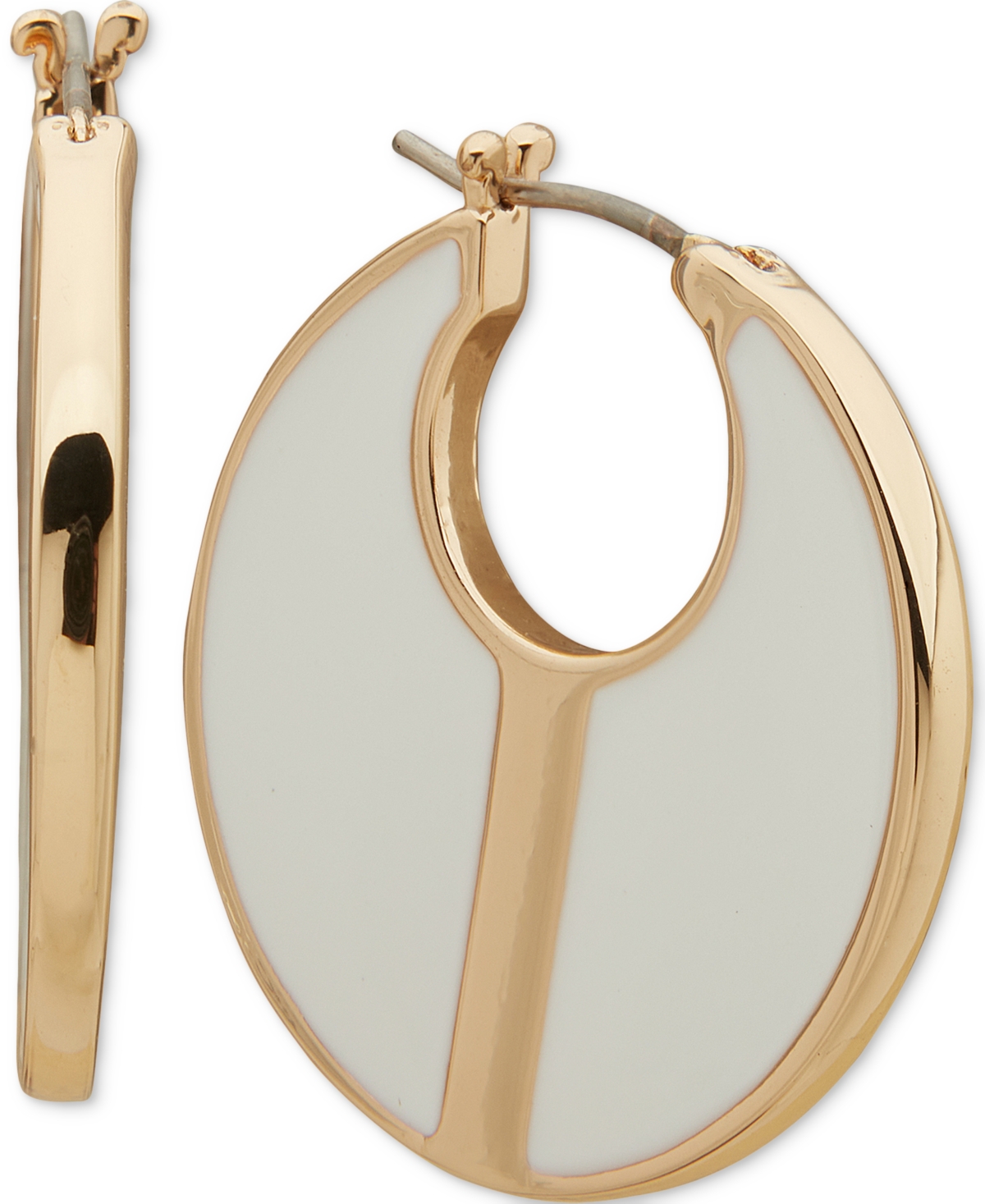Shop Dkny Gold-tone Extra-small Color Filled Hoop Earrings, 0.41" In White