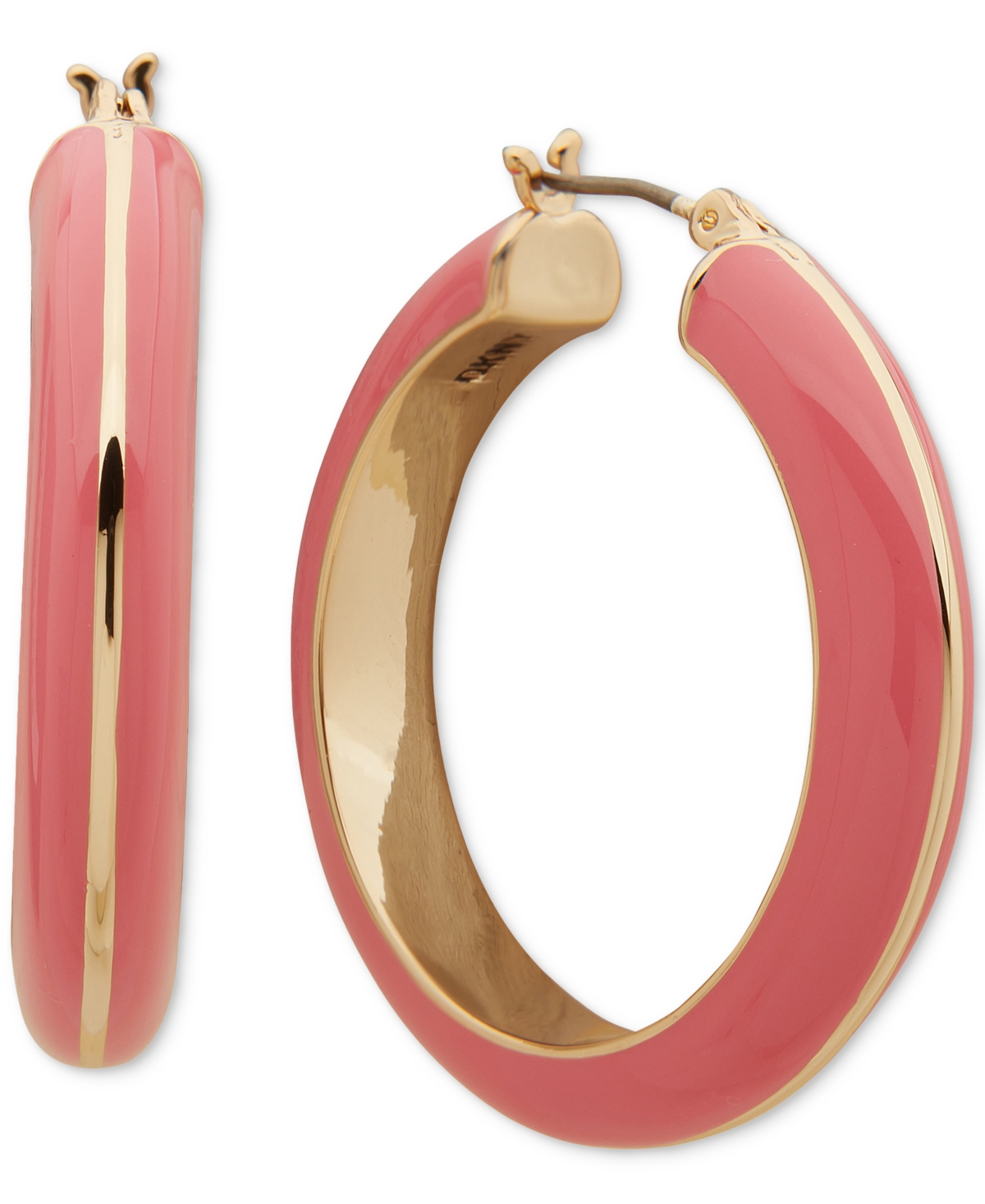 Dkny Gold-tone Small Color Hoop Earrings, 1.05" In Pink