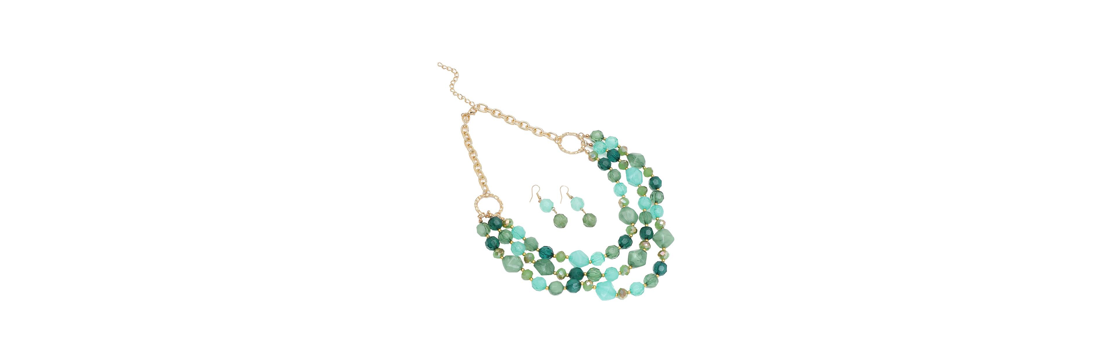 Sohi Women's Green Under-The-Sea Multi-Layered Necklace