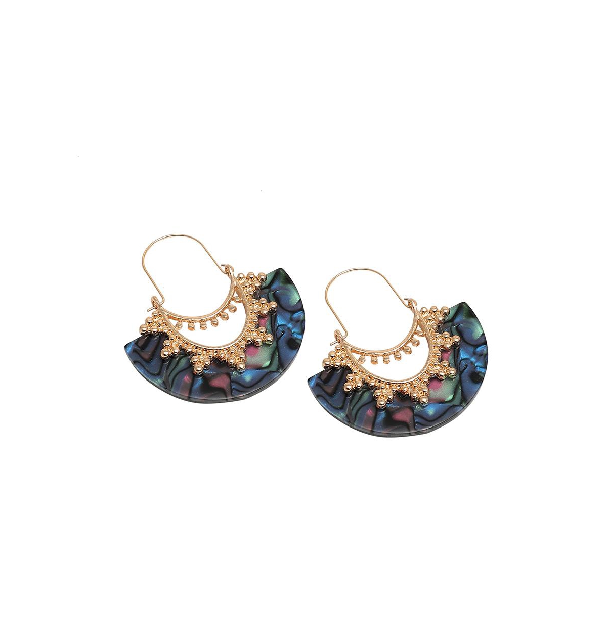 Shop Sohi Women's Blue Ethnic Hoop Earrings