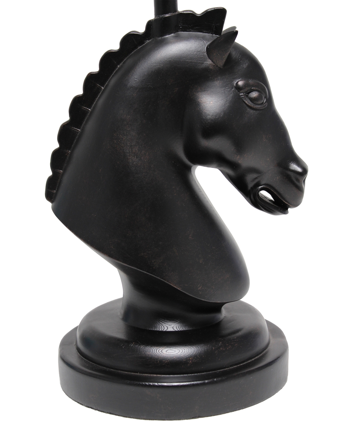 Shop Simple Designs 17.25" Tall Polyresin Decorative Chess Horse Shaped Bedside Table Desk Lamp With White Tapered Fabri In Black
