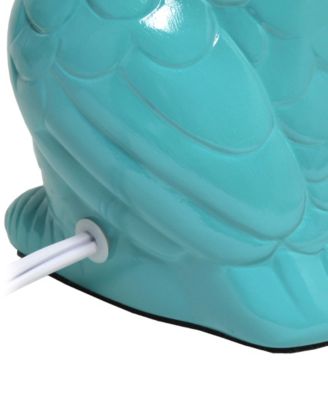 12.8" Tall Contemporary Ceramic Owl Bedside Table Desk Lamp with Matching Fabric Shade 