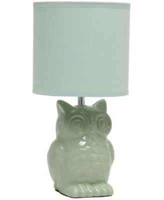 12.8" Tall Contemporary Ceramic Owl Bedside Table Desk Lamp with Matching Fabric Shade 