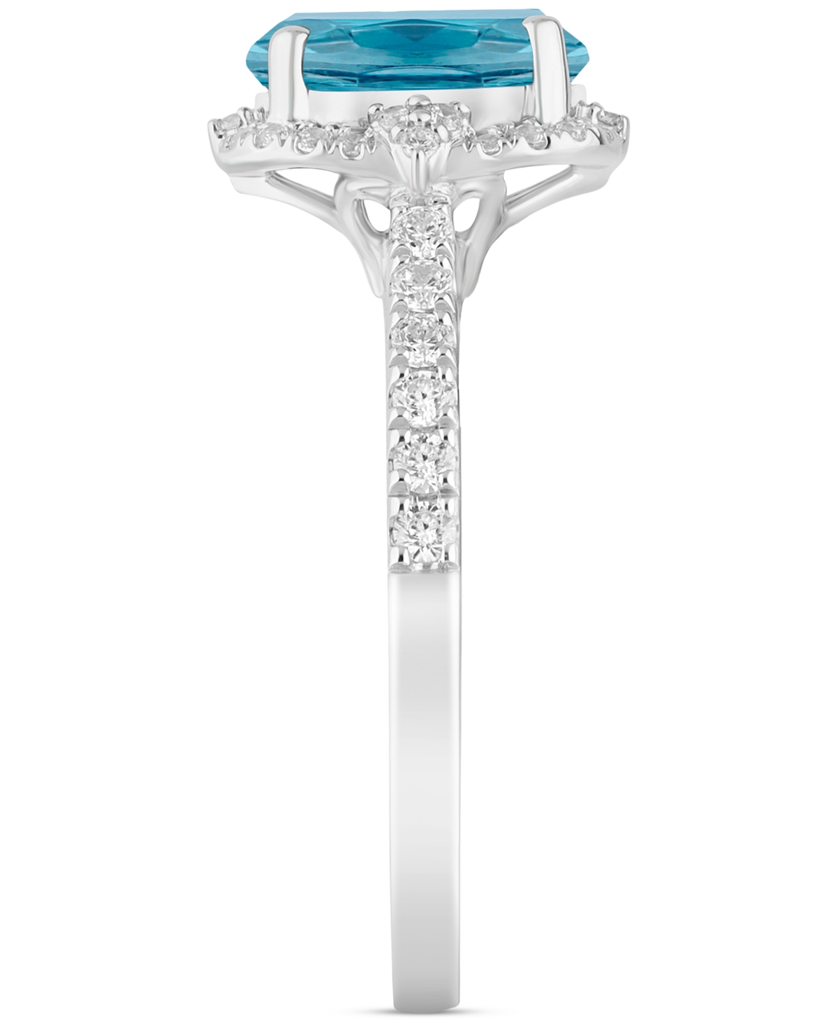 (2-1/8 ct. t.w.) & Diamond (1/2 ct. t.w.) Halo Bridal Set in 14k White Gold - Swiss Blue Topaz