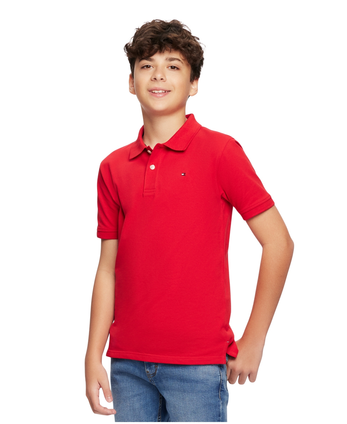 Tommy Hilfiger Big Boys Ivy Stretch Polo Collared Shirt - Regal Red