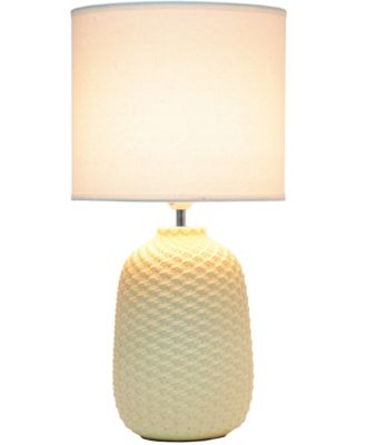 20.4" Tall Traditional Ceramic Purled Texture Bedside Table Desk Lamp with White Fabric Drum Shade