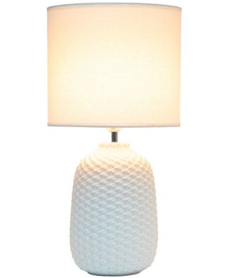 20.4" Tall Traditional Ceramic Purled Texture Bedside Table Desk Lamp with White Fabric Drum Shade