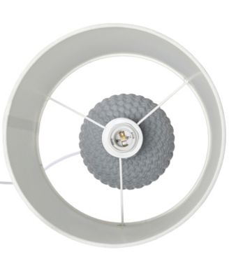 20.4" Tall Traditional Ceramic Purled Texture Bedside Table Desk Lamp with White Fabric Drum Shade