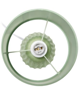 11.02" Traditional Mini Modern Ceramic Texture Pastel Accent Bedside Table Desk Lamp with Matching Fabric Shade 