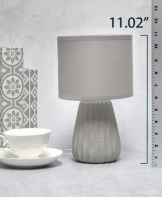 11.02" Traditional Mini Modern Ceramic Texture Pastel Accent Bedside Table Desk Lamp with Matching Fabric Shade 