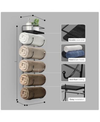 Wall Mounted Towel Rack With Shelf - White