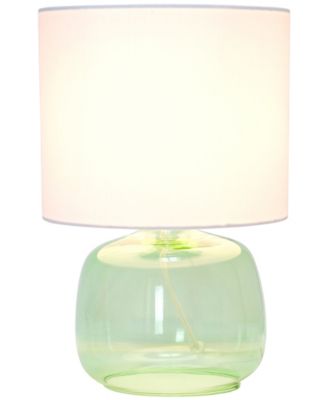 Glass Table Lamp with Fabric Shade, Green with White Shade