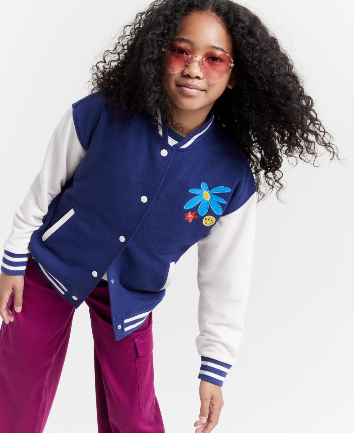 Epic Threads Kids' Girls Varsity Jacket, Created For Macy's In Blue
